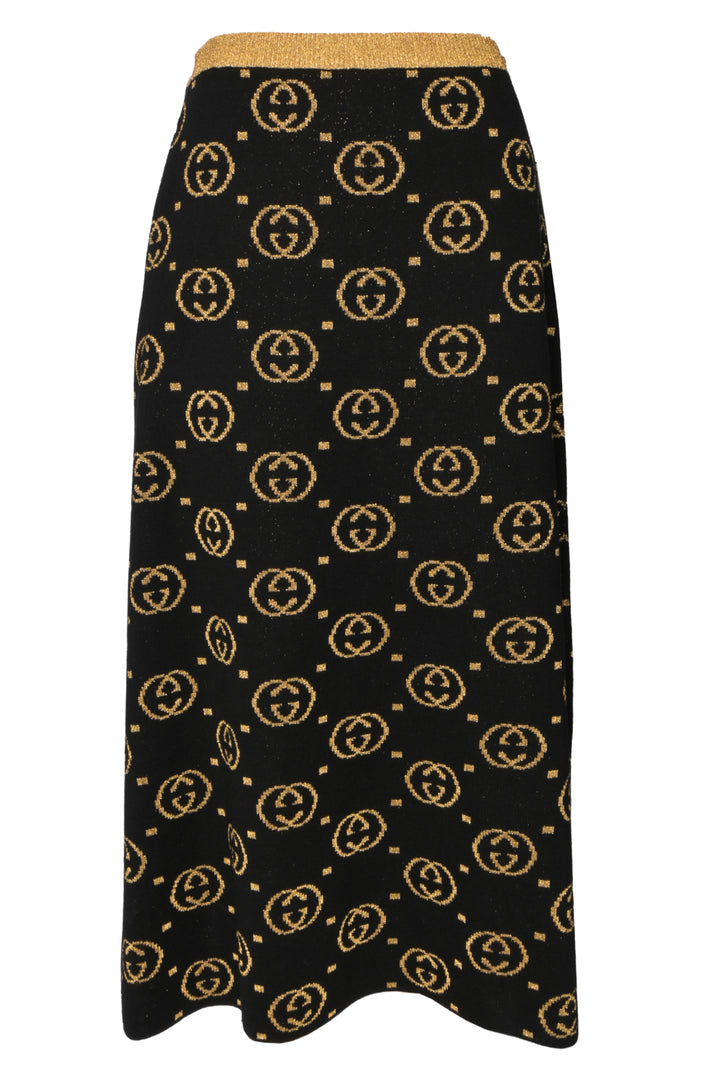 Gucci Size M GG Wool-Blend Midi Skirt