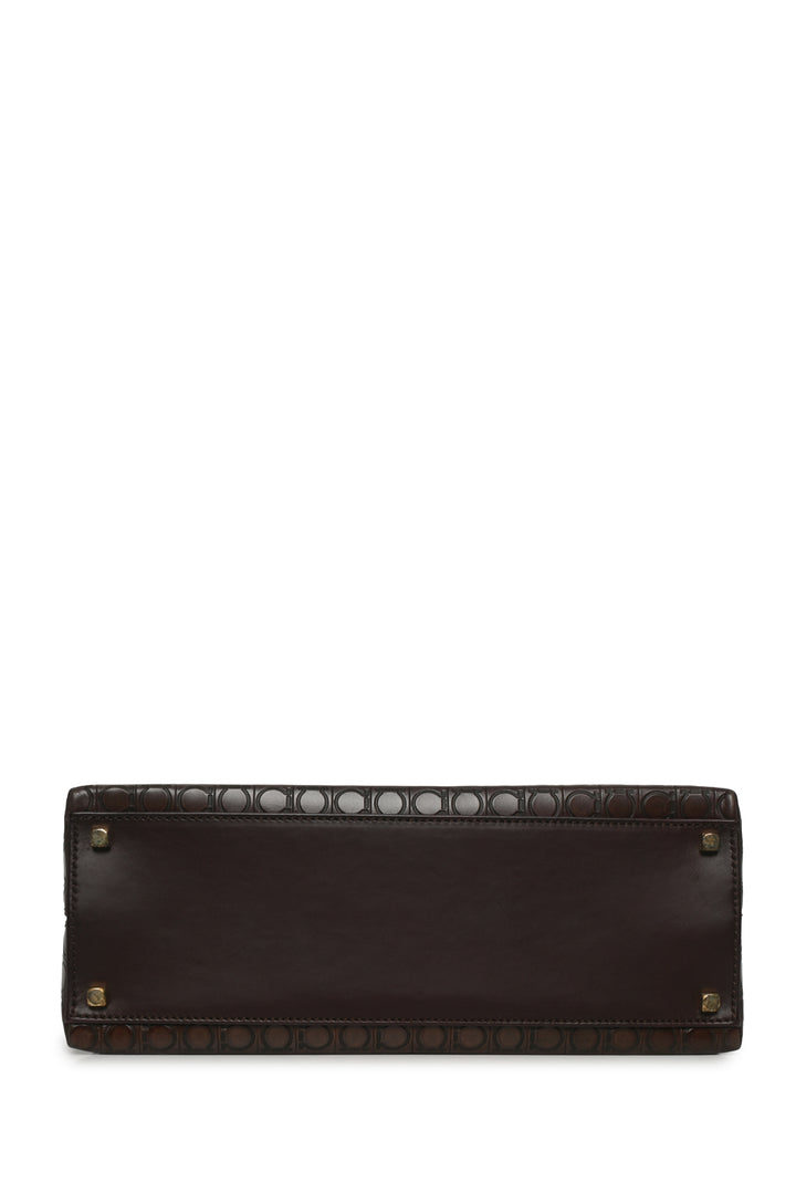 Ferragamo Embossed Gracini Iconic Top Handle Bag