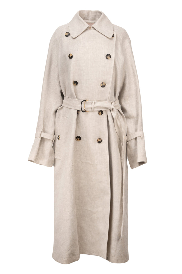 Roksanda Size M Sequin Embellished Silk & Linen Blend Trench Coat