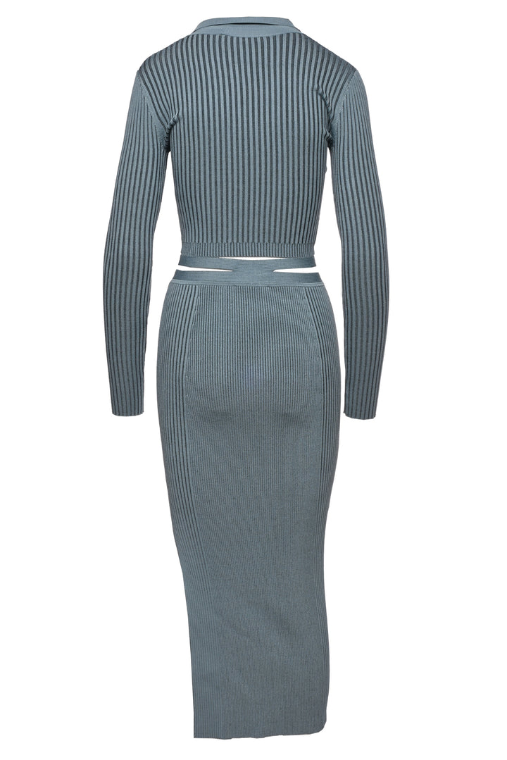 Jonathan Simkhai Size XS Ribbed Long Sleeve & Rib Midi Skirt Set