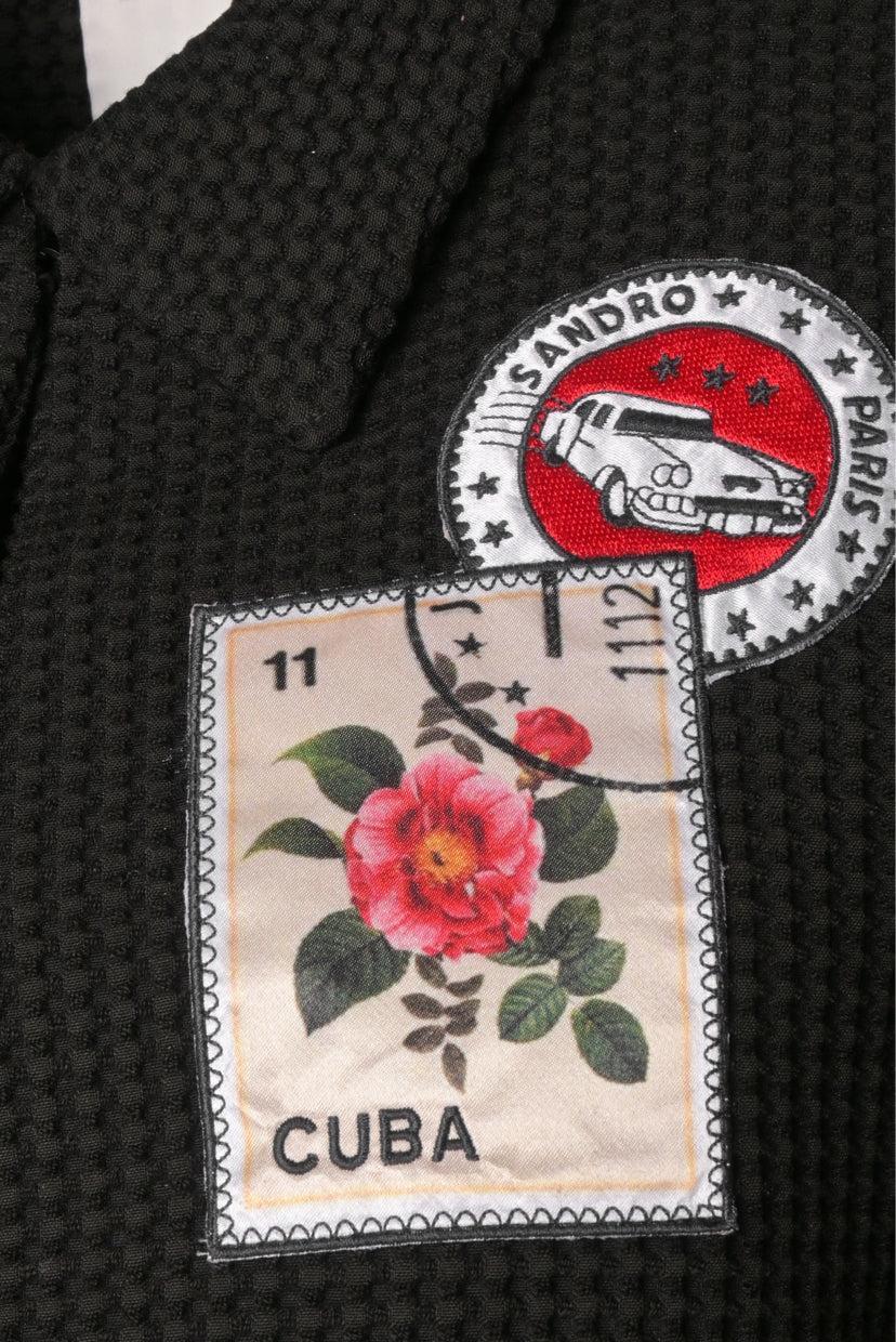 Sandro Size 36 Loumis Cuba & Logo Patch Waffle Jacket