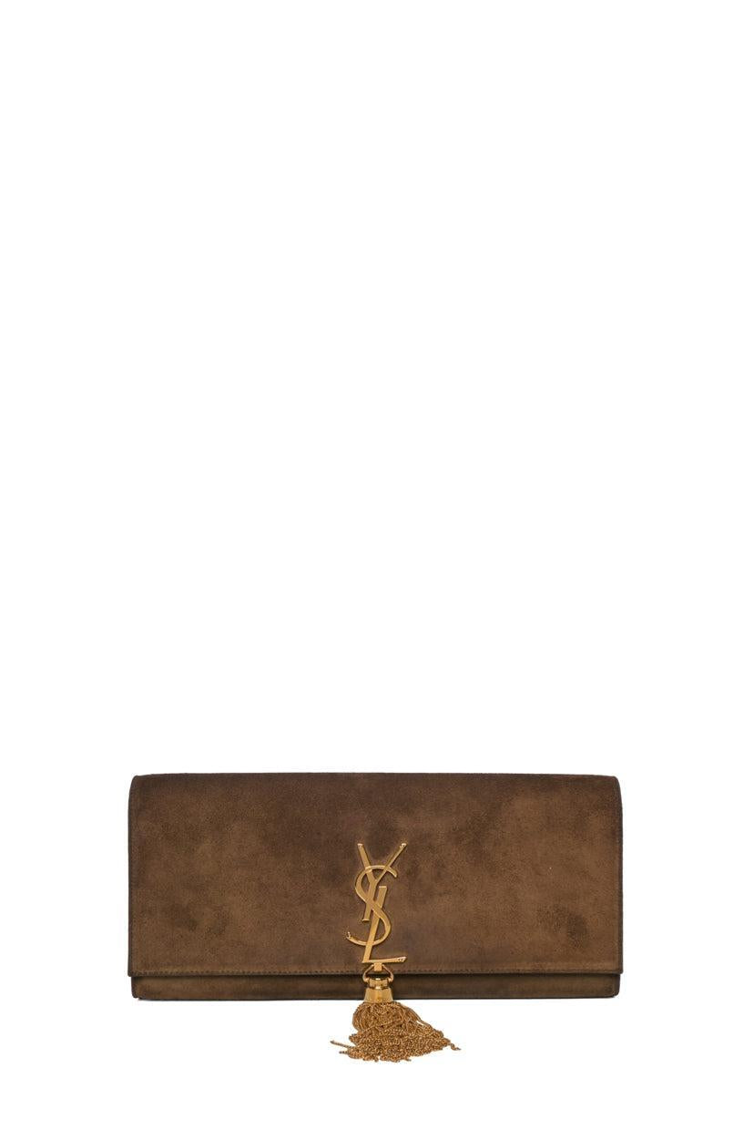 Saint Laurent Cassandre Tassel Suede Clutch