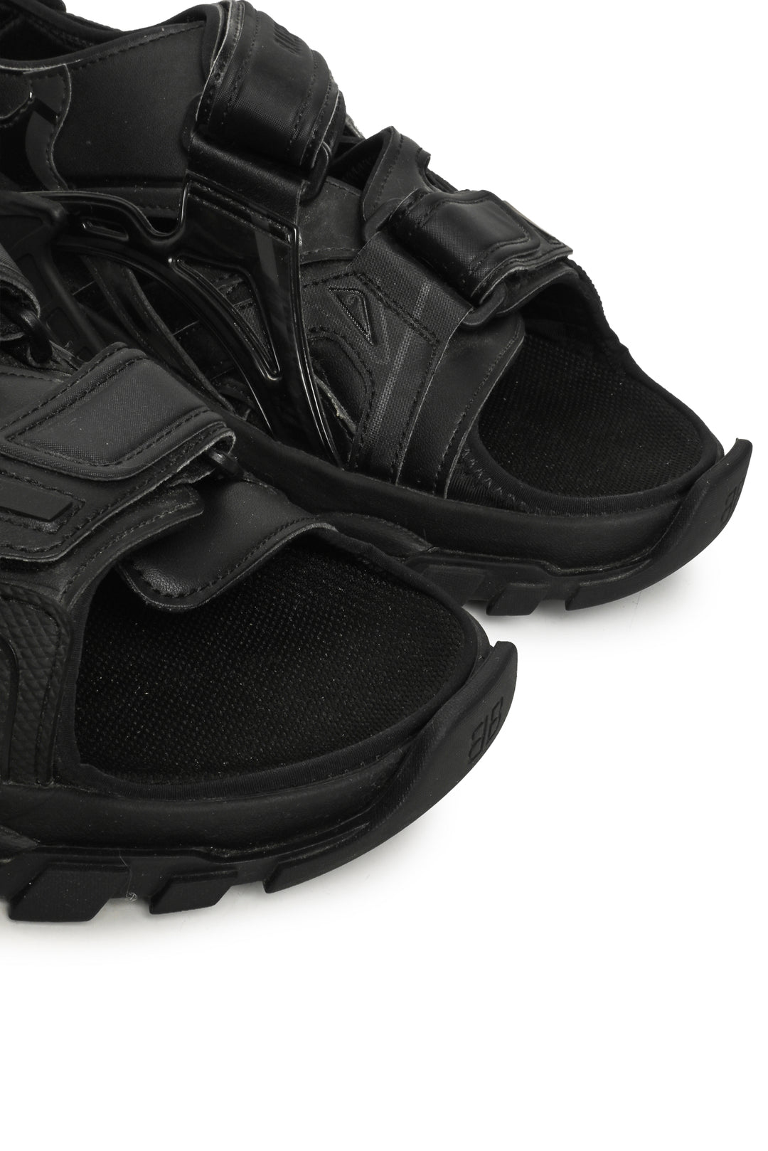 Mens Shoe Size 11 Balenciaga Men's 'Triple Black' Track Open-Toe Sandals