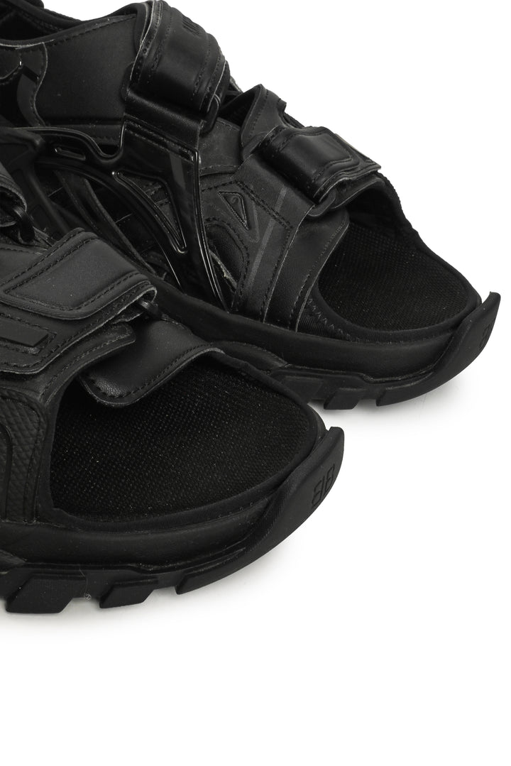 Mens Shoe Size 11 Balenciaga Men's 'Triple Black' Track Open-Toe Sandals