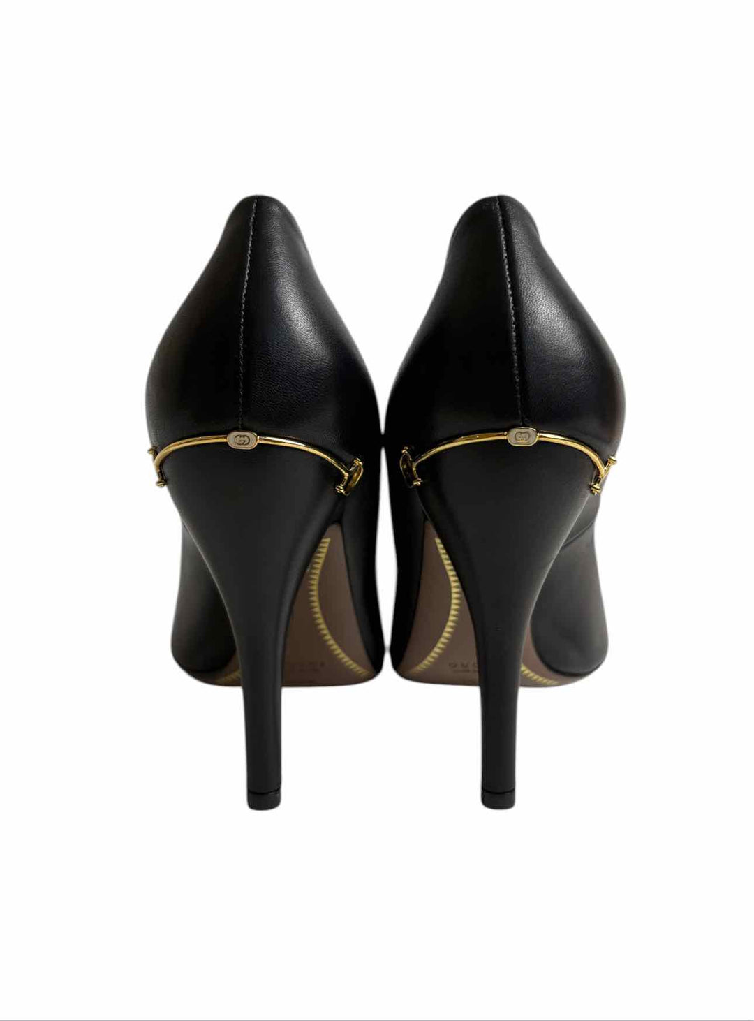 Gucci Size 38.5 Leather Horse Bit Detail Pumps