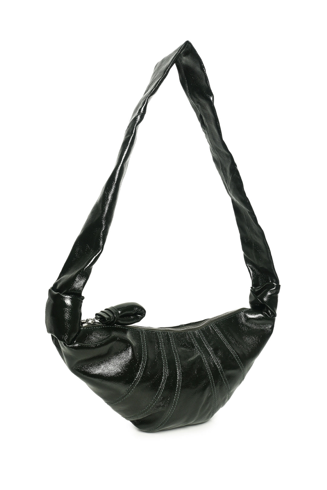 Lemaire Dark Forest Green Small Coated Canvas Croissant Crossbody Bag
