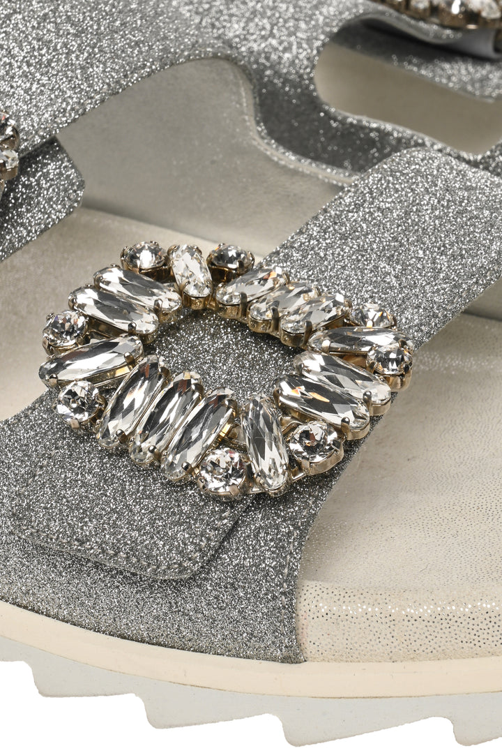 Roger Vivier Size 40 Slidy Viv Glitter Sandals
