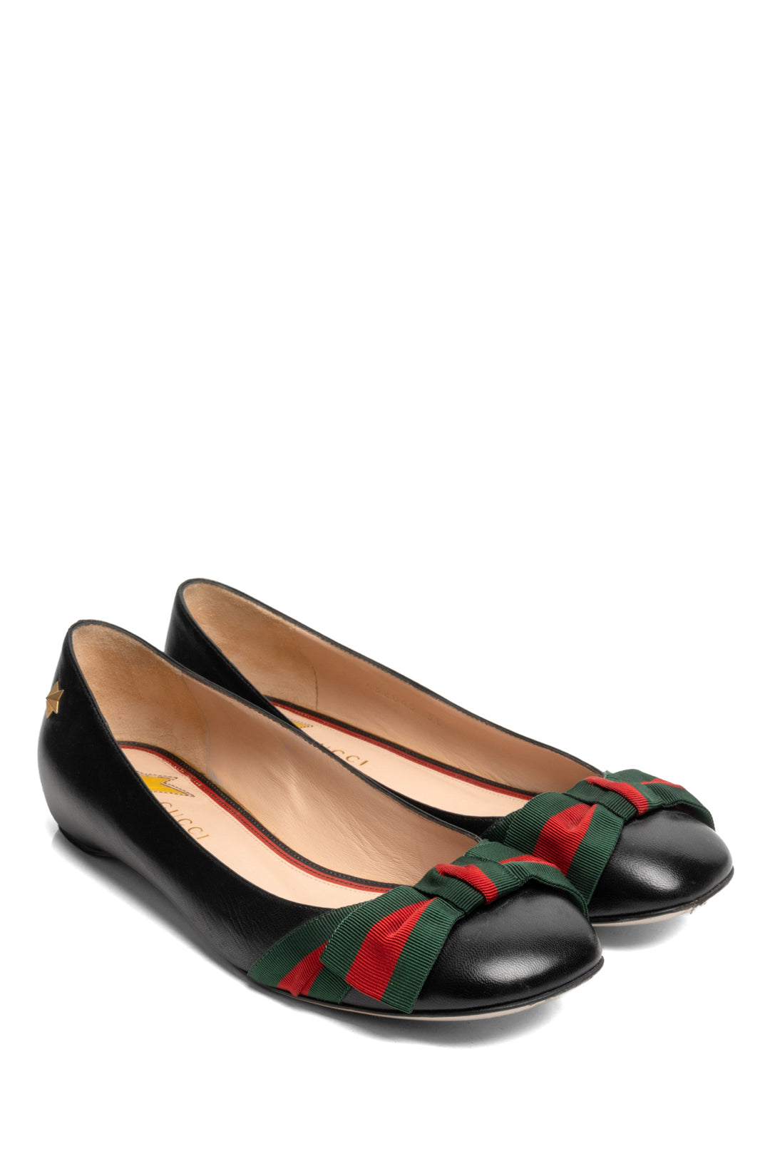 Gucci Size 38 Web Bow Ballet Flats