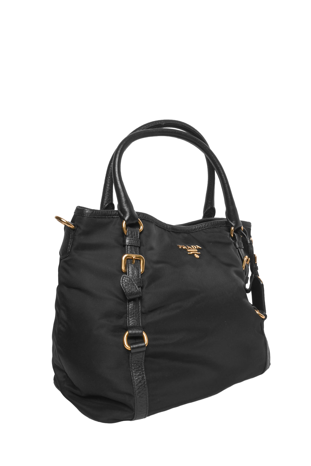 Prada Tessuto Nylon & Leather Buckle Tote