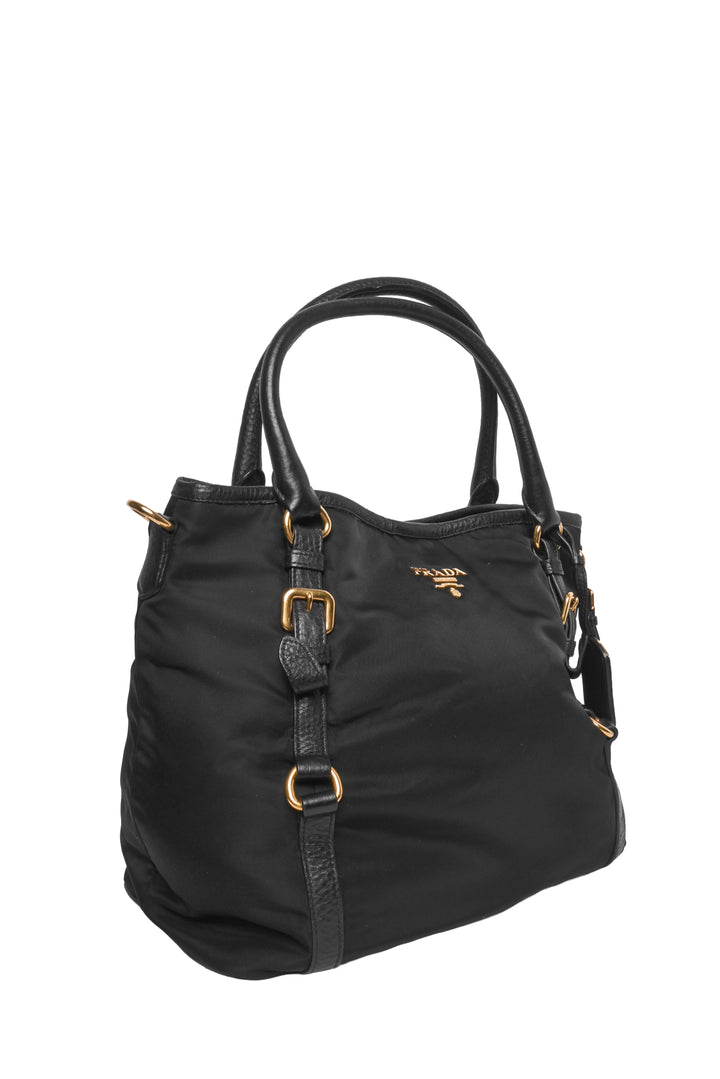 Prada Tessuto Nylon & Leather Buckle Tote