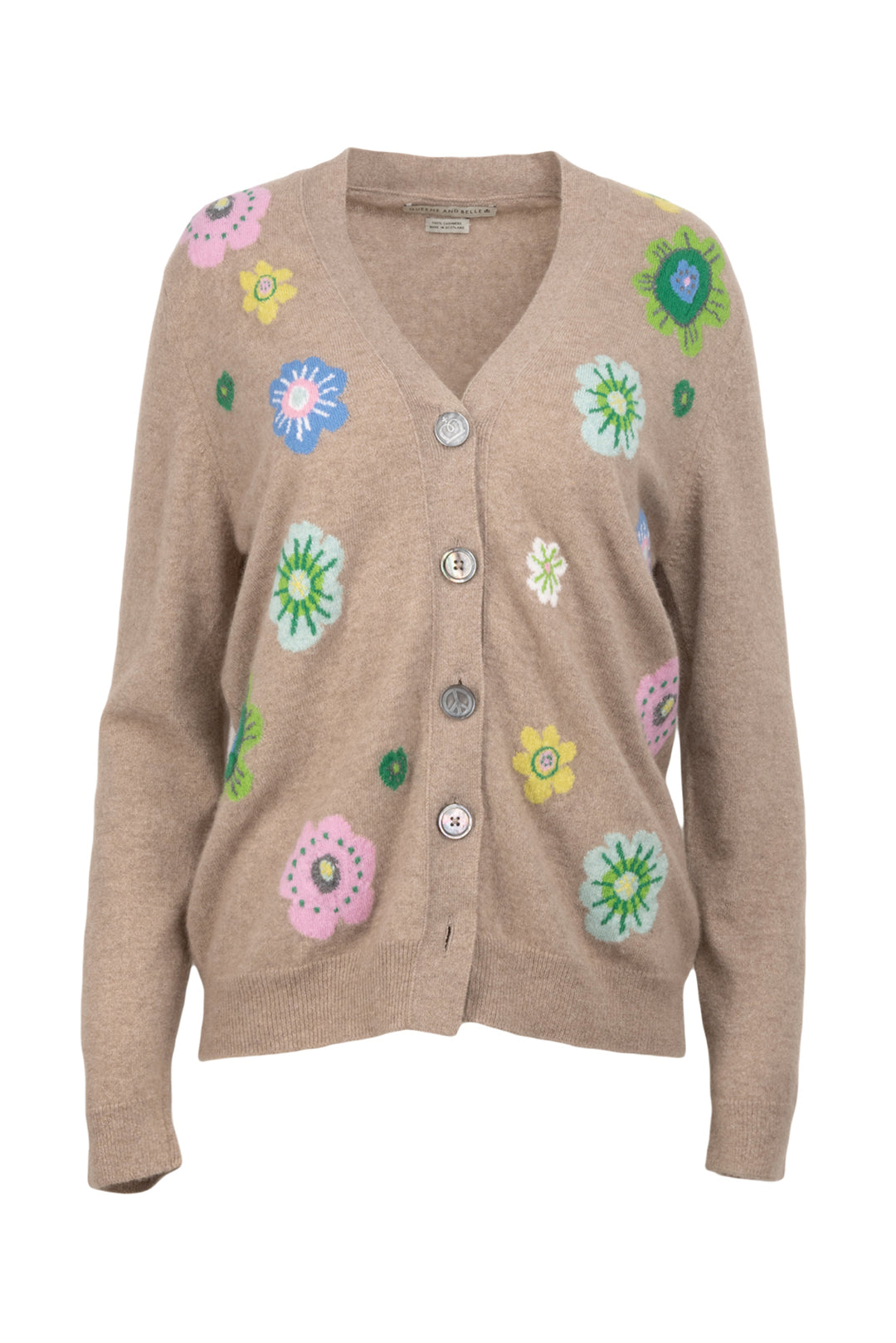 Queene and Belle Size S Floral Knit Cashmere Cardigan