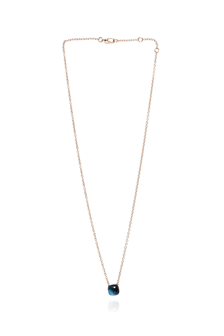 Pomellato 18K Rose Gold & Blue Topaz Nudo Petit Necklace