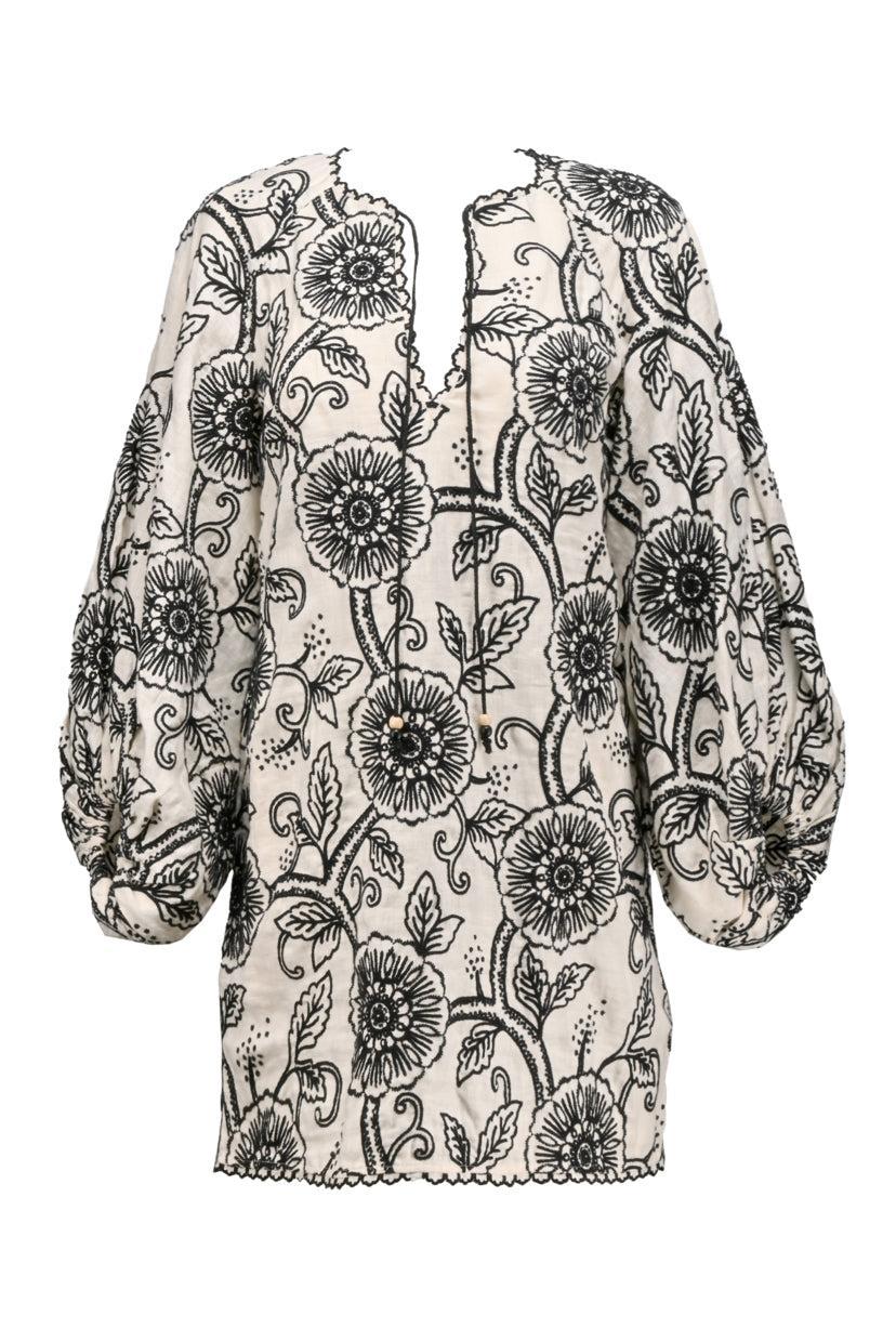 Zimmermann Size 0 Embroidered Linen Dress