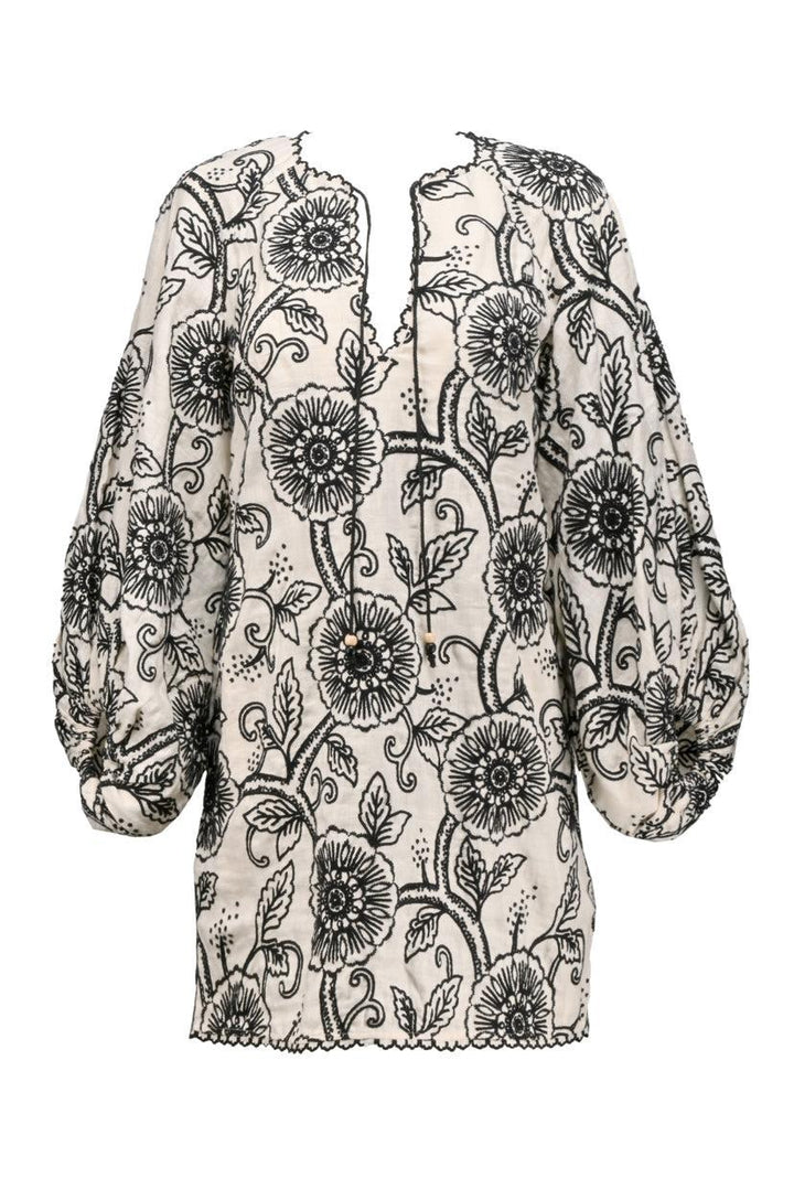 Zimmermann Size 0 Embroidered Linen Dress