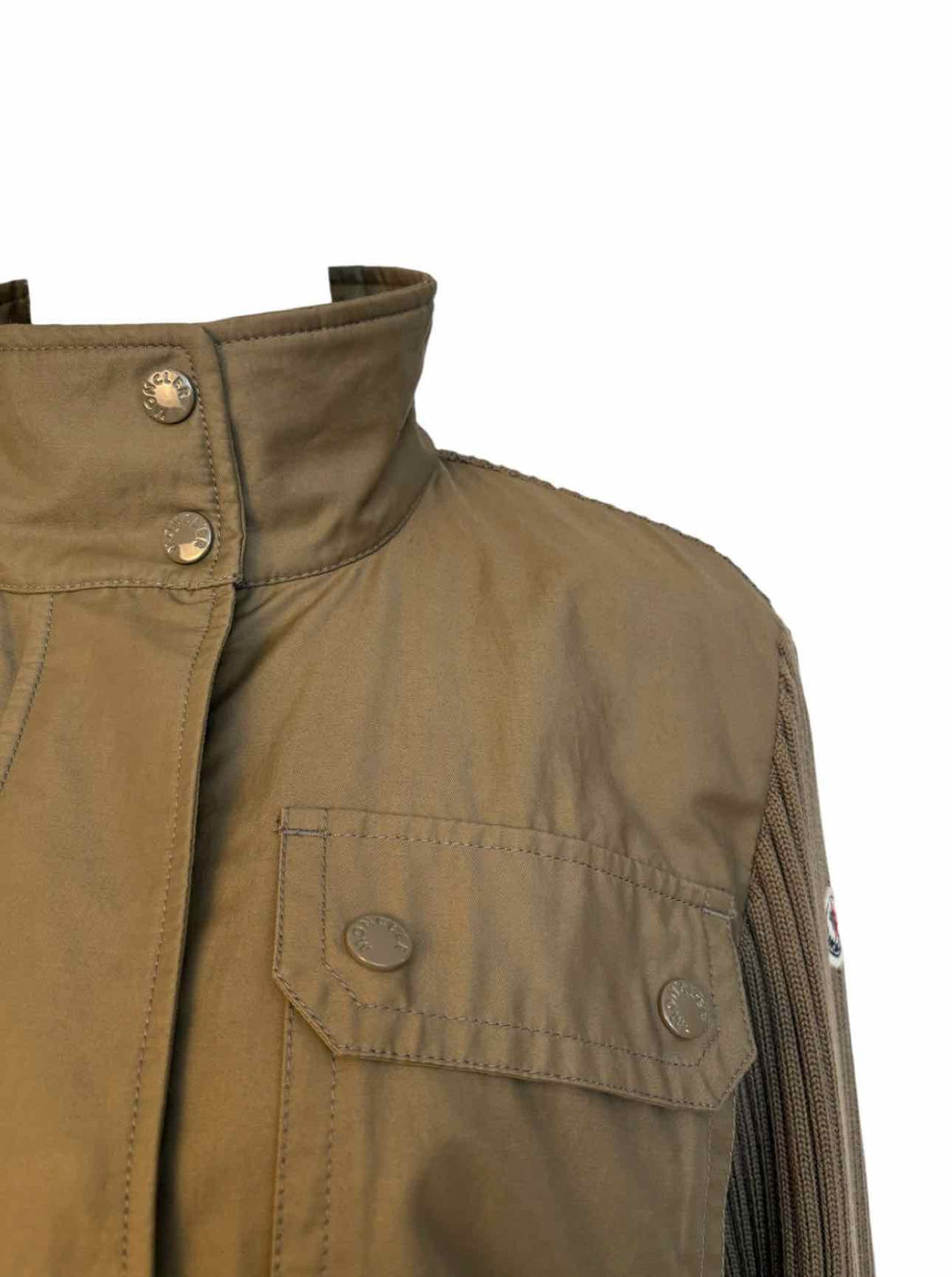 Moncler Size M  Hybrid Knit-Sleeve Cotton Twill Jacket