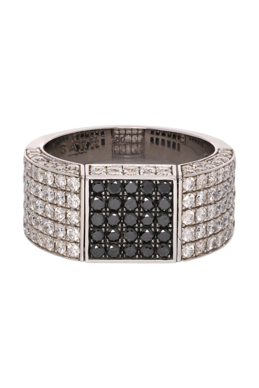 BARE by Dries Creel Size 6 18K White Gold Pave Black & White Diamond Signet Ring
