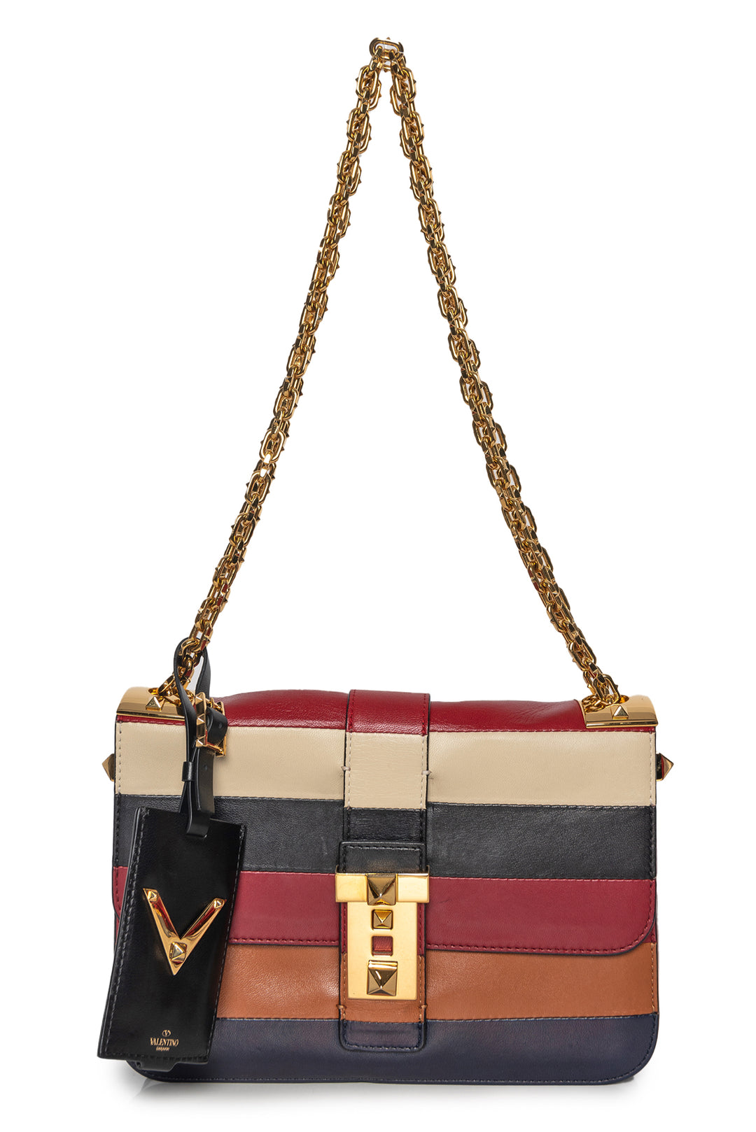 Valentino B-Rockstud Striped Shoulder Bag