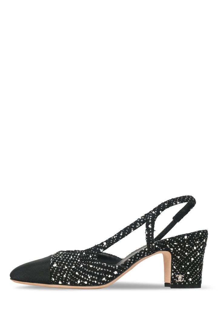 Chanel Size 38 Cap Toe Slingback Pumps