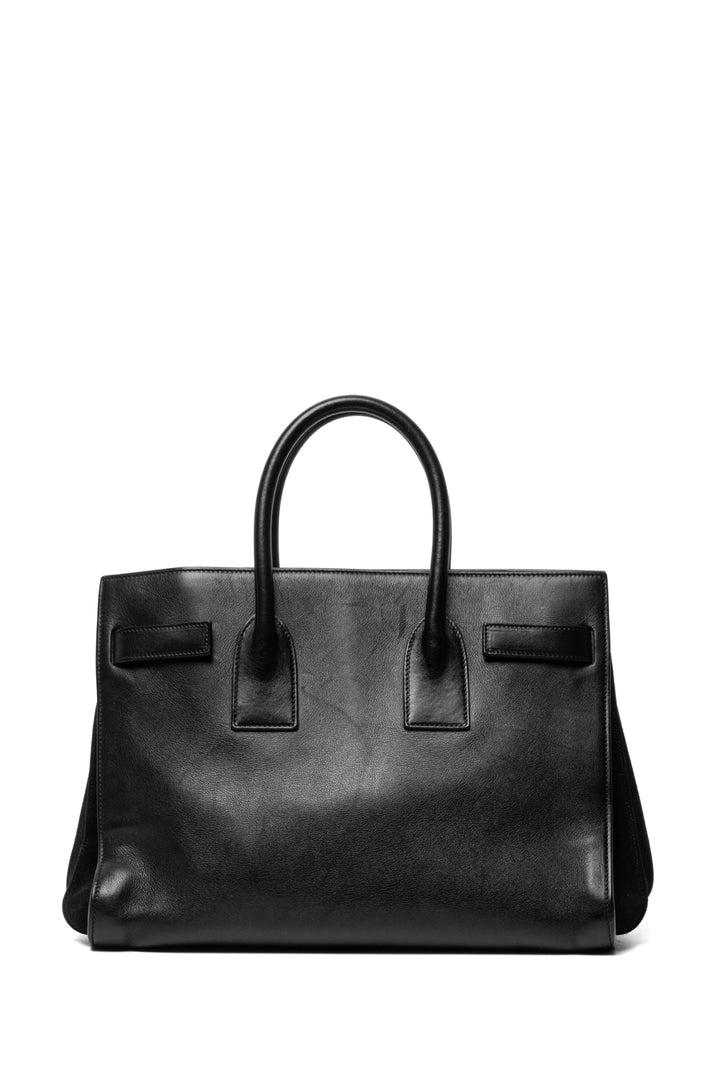 Saint Laurent Medium Smooth Leather & Suede Supple Sac De Jour Tote