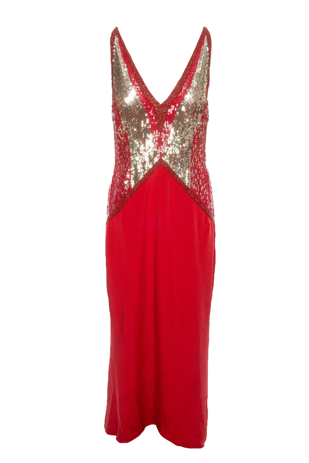 Escada Size 42 Sequined Bodice Silk Gown