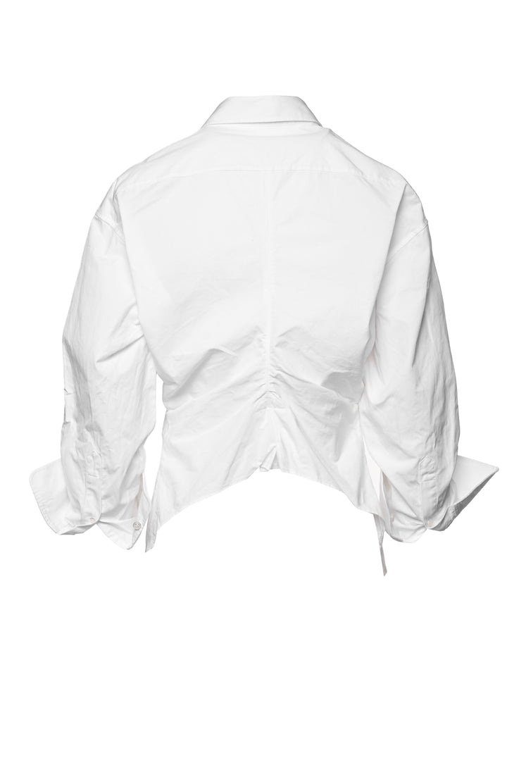 Alexander Wang Size 10 Ruched Sleeve Cinched Waist Shirt