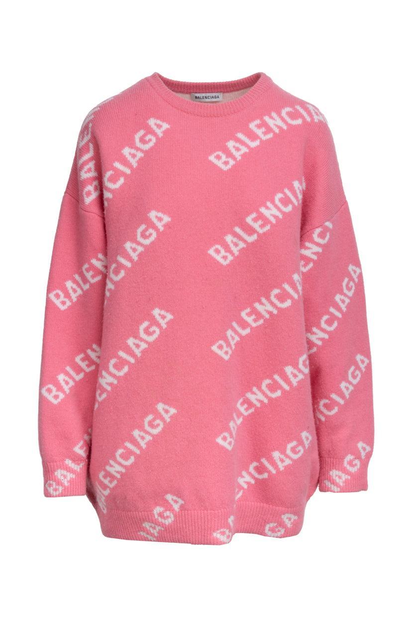 Balenciaga Size L 2020 Allover Logo Sweater