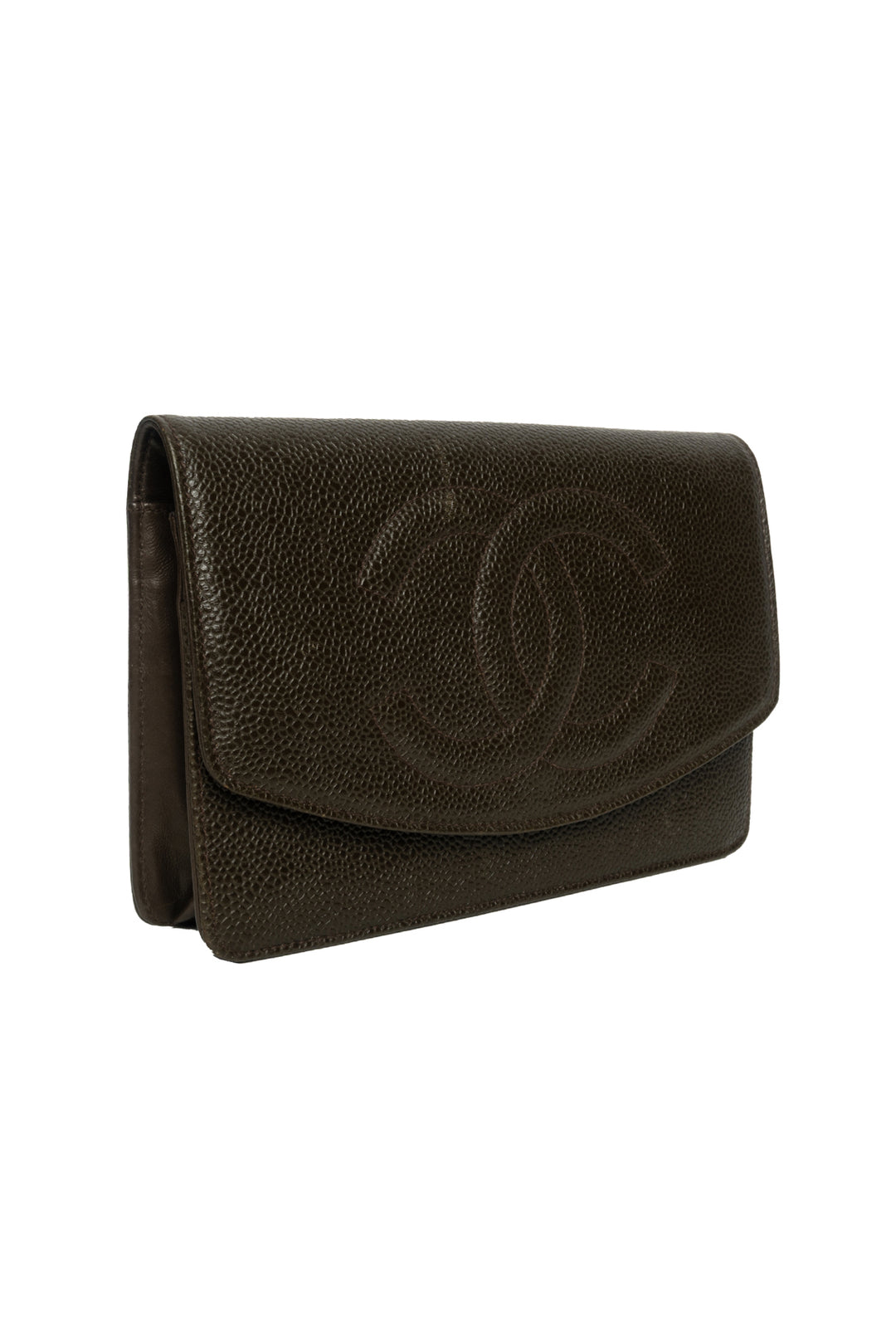 Chanel Caviar Interlocking CC Logo Wallet On Chain Shoulder Bag