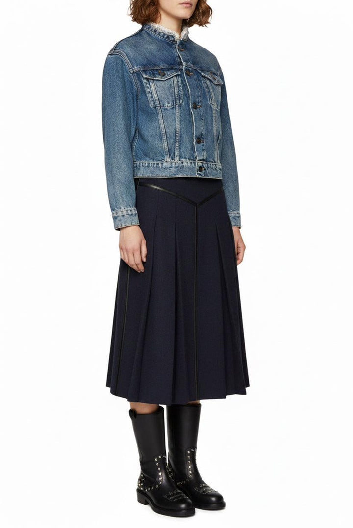 Sandro Size 36 Pearl Trimmed Denim Jacket