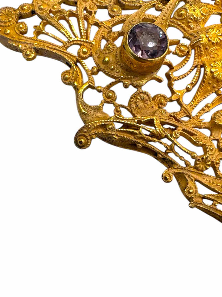 Vintage Gold Plated Hair Comb Misc