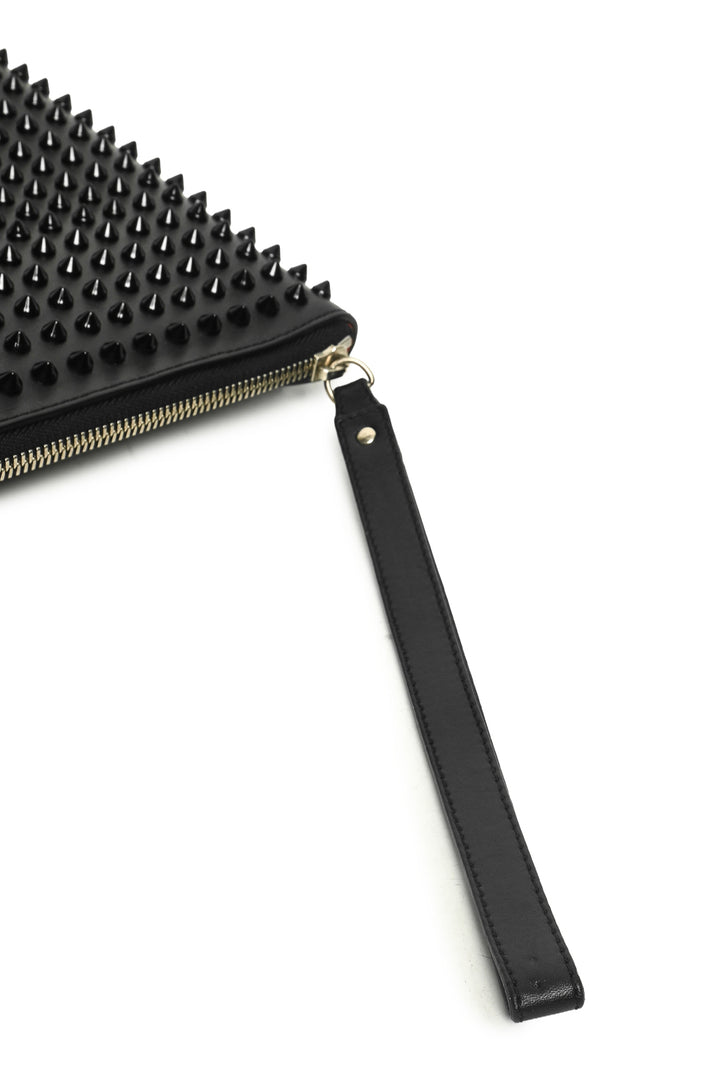 Christian Louboutin Leather Spiked Clutch Wristlet