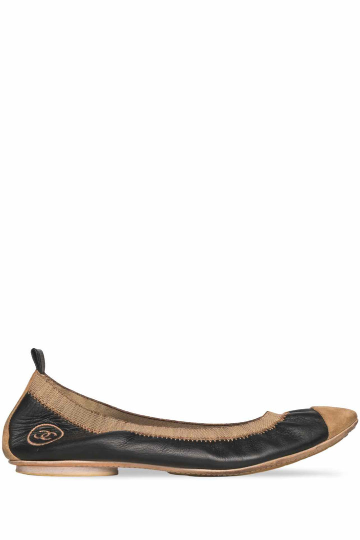 Chanel Size 39.5 Leather & Suede Ballet Flats