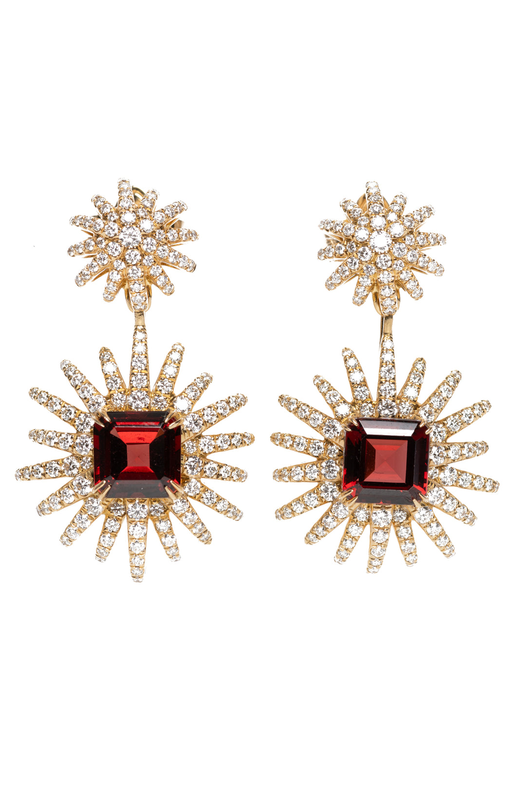 David Yurman 18K Gold, Garnet & Diamonds Starburst Earrings