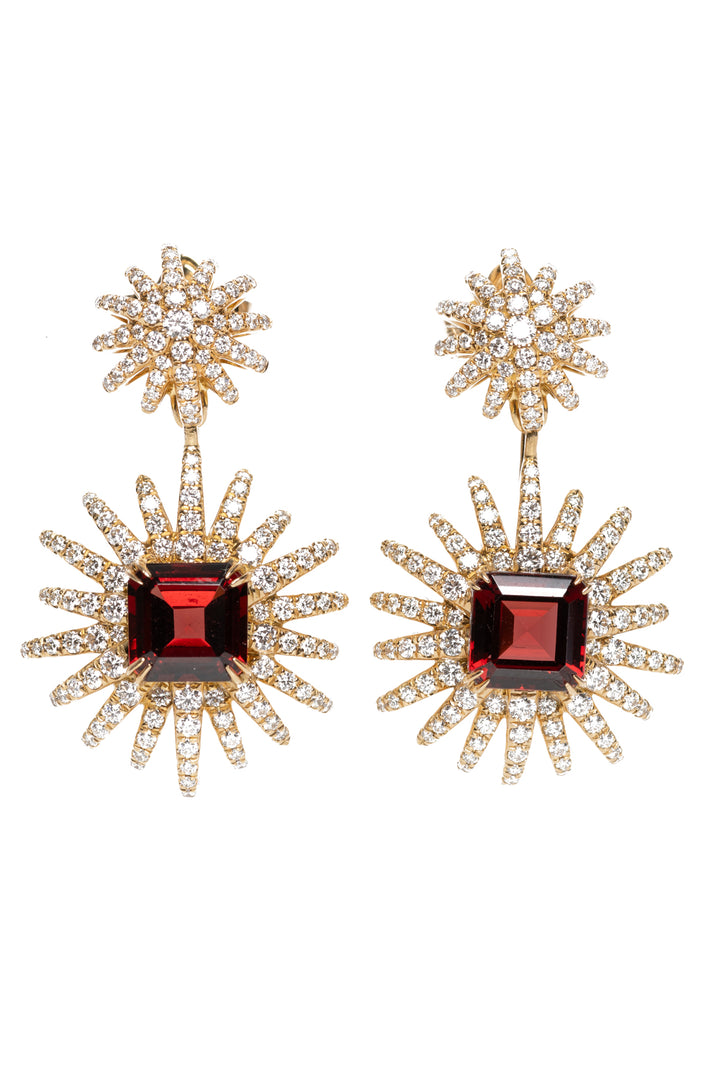 David Yurman 18K Gold, Garnet & Diamonds Starburst Earrings