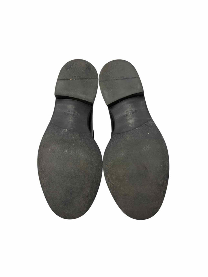 Prada Size 38 Brushed Leather Logo Loafers