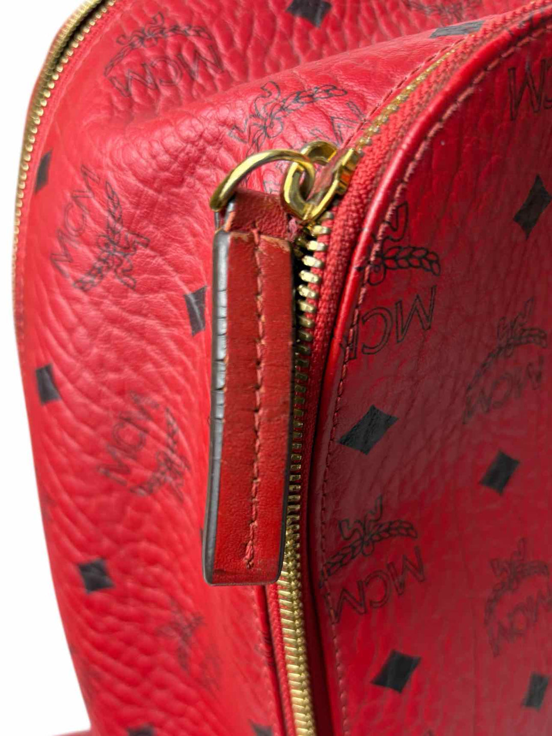 MCM Red Logo Leather BackPack