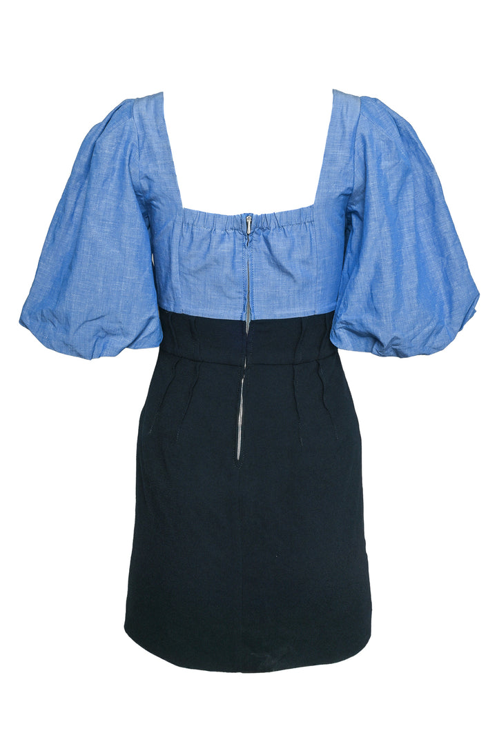 Sandro Size 36 May Chambray Crepe Mini Dress