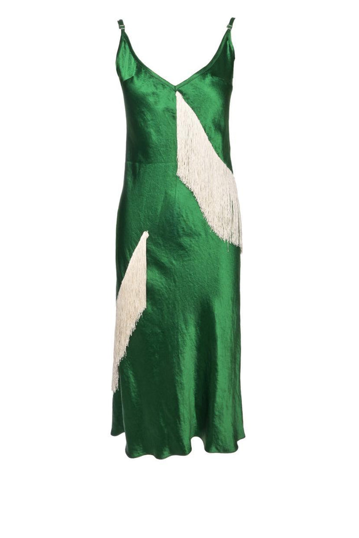 Collina Strada Size M Satin Barbarella Fringe Dress