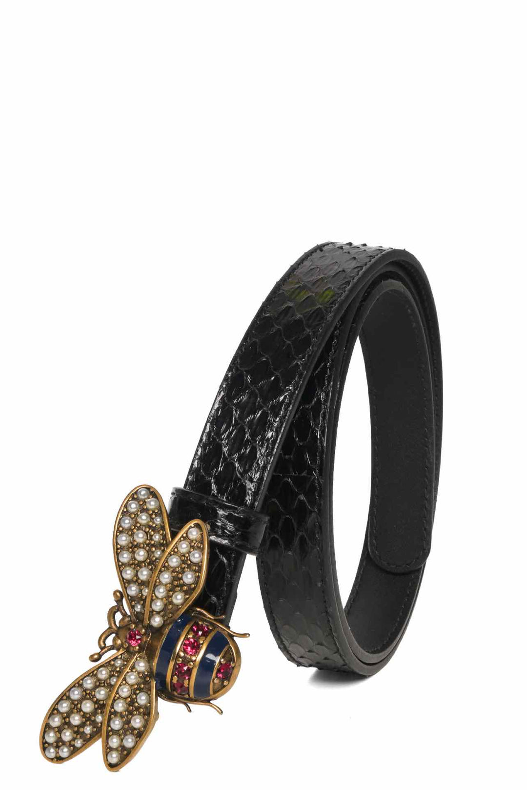 Gucci Size 34 Queen Margaret Bee Croc Effect Belt