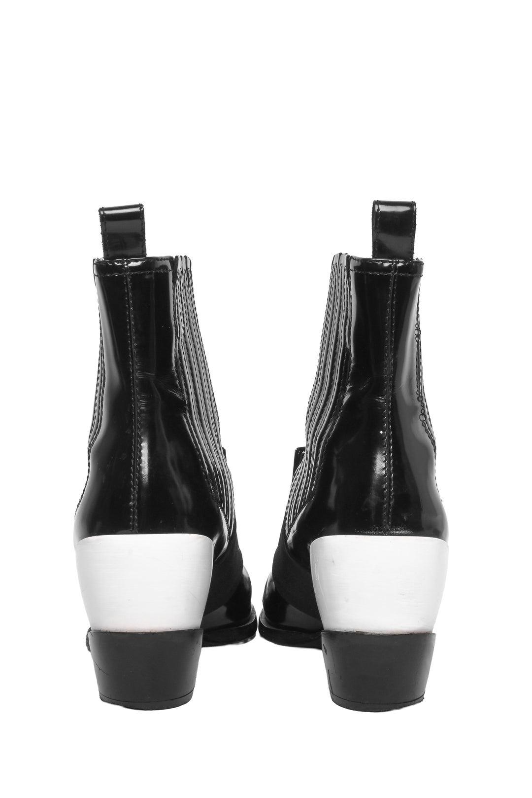 Roger Vivier Size 39.5 Viv Two-Tone Patent Western Ankle Boots