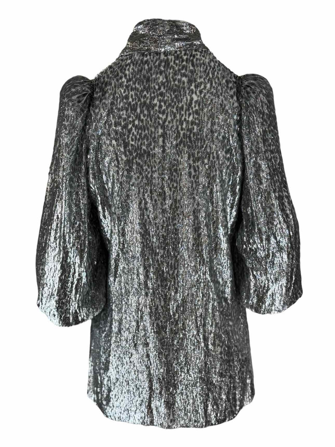 The Vampire's Wife Size 10 Mythical Tie-Neck Metallic Silver Blouse