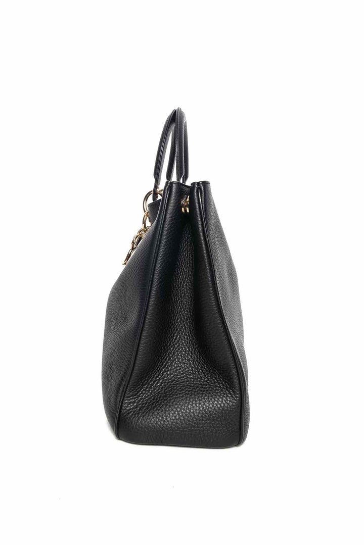 Christian Dior Black Pebbled Leather Large Diorissimo Tote