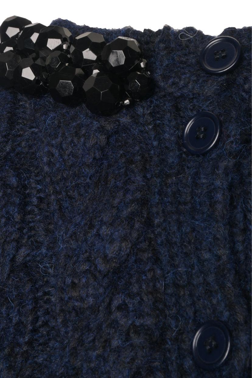 Simone Rocha Size M Embellished Cable Knit Cropped Cardigan