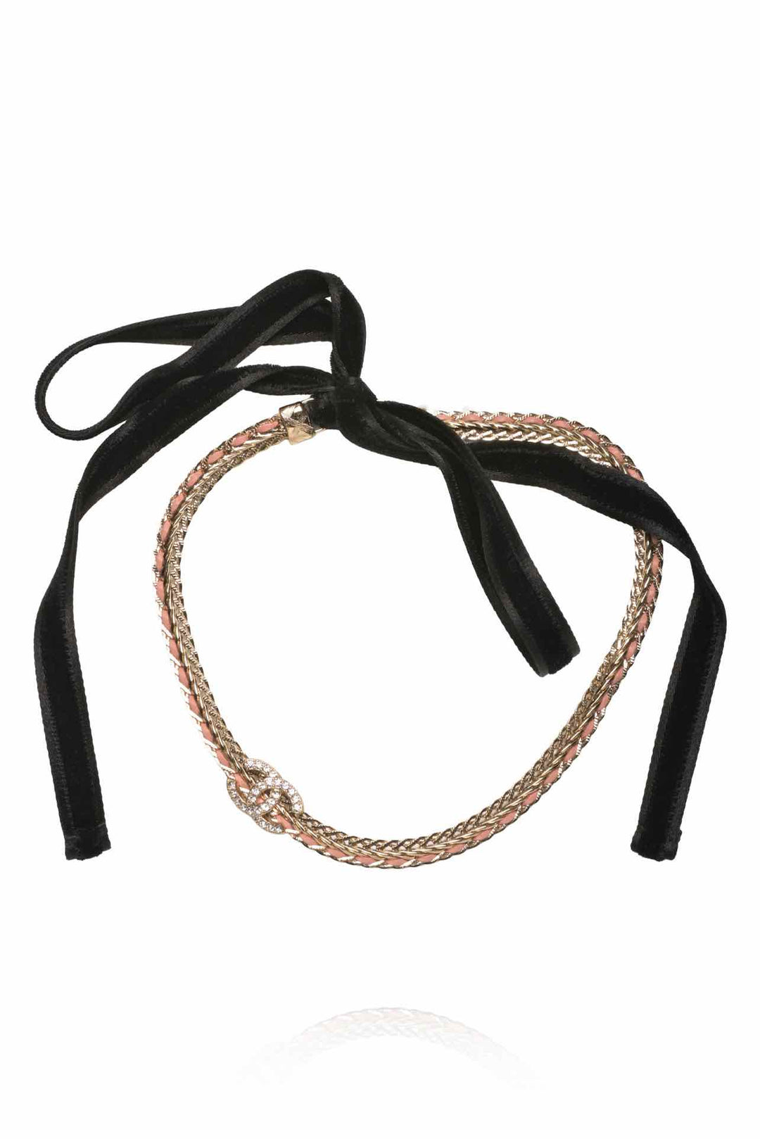 Chanel Size OS 2022 Velvet Tie CC Crystal Choker Necklace