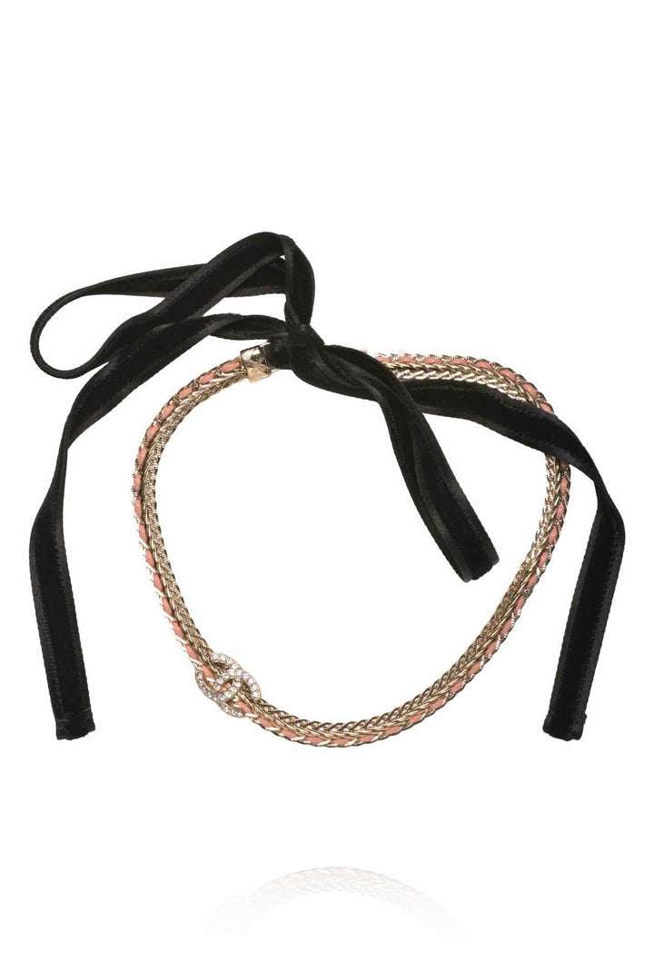 Chanel Size OS 2022 Velvet Tie CC Crystal Choker Necklace