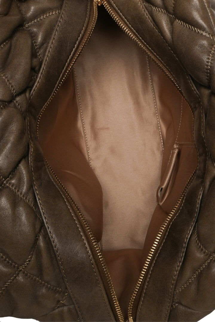 Chanel 2008-2009 Bubble Quilt Lambskin Medium Bowler Shoulder Bag