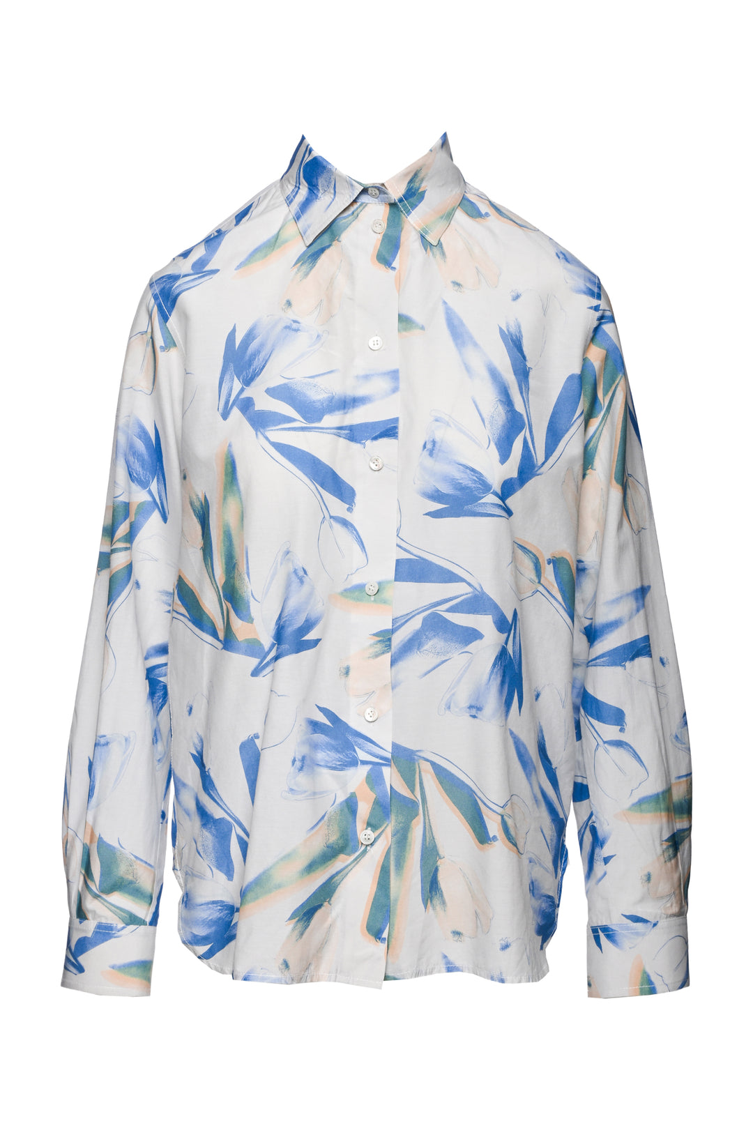 Paul Smith Size 42 Tulip Print Cotton & Silk Blend Blouse