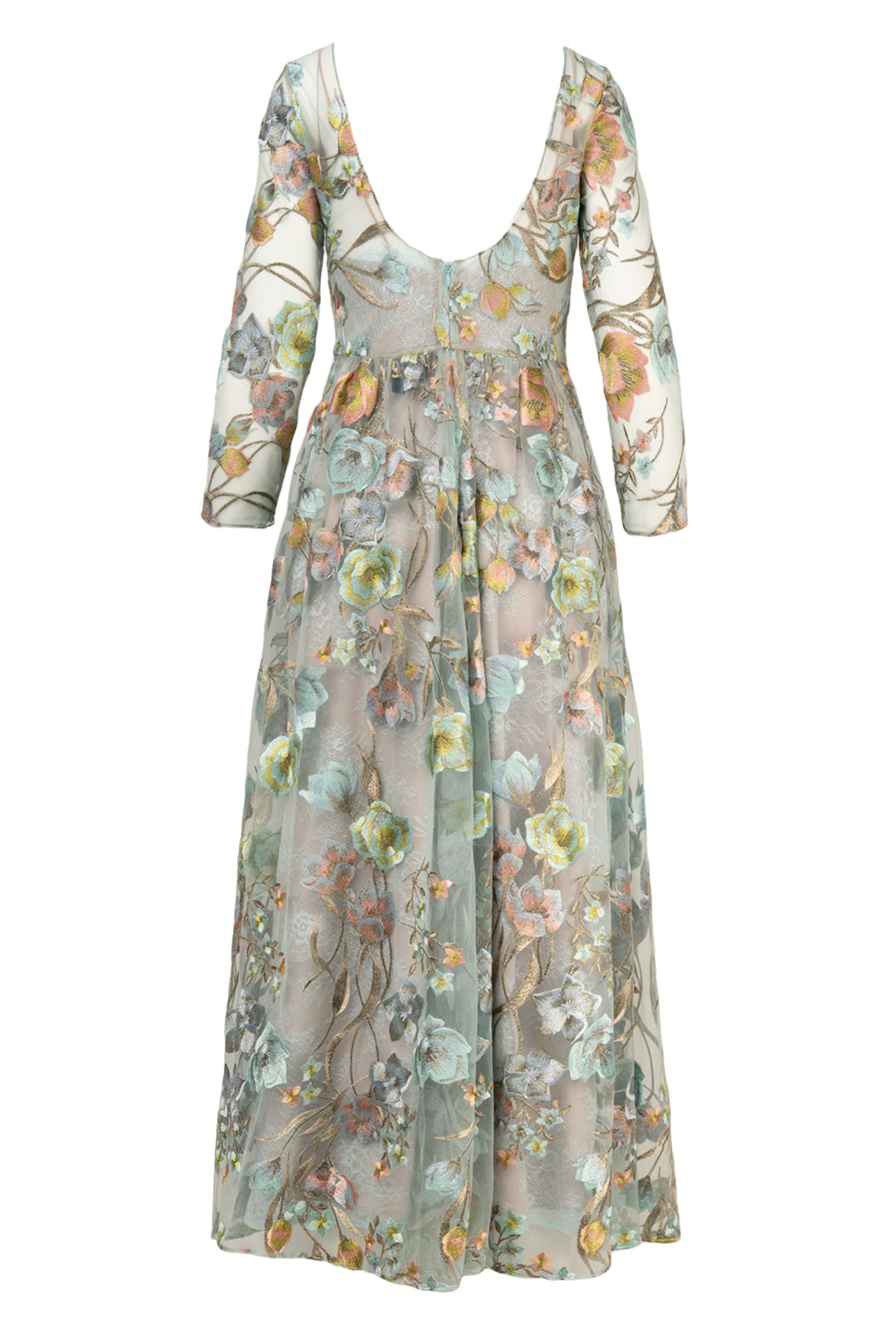 Marchesa Notte Size 2 Floral Embroidered High Neck Dress