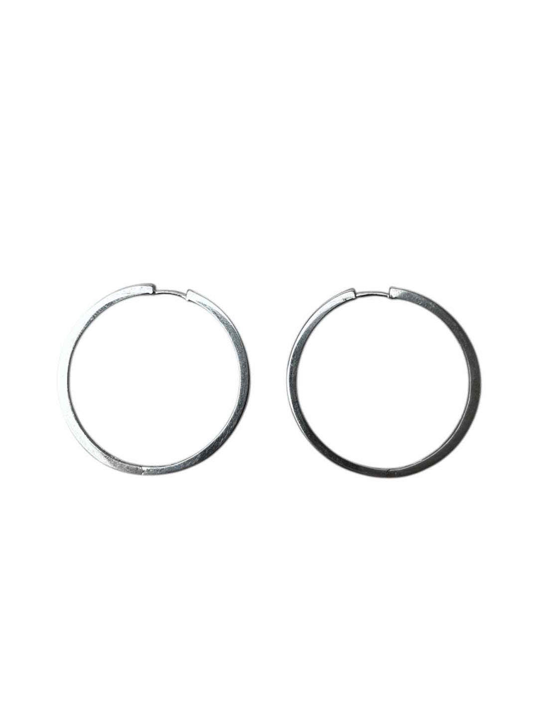 10KT White Gold Round Hoop 60 Diamond Stone Count Earrings