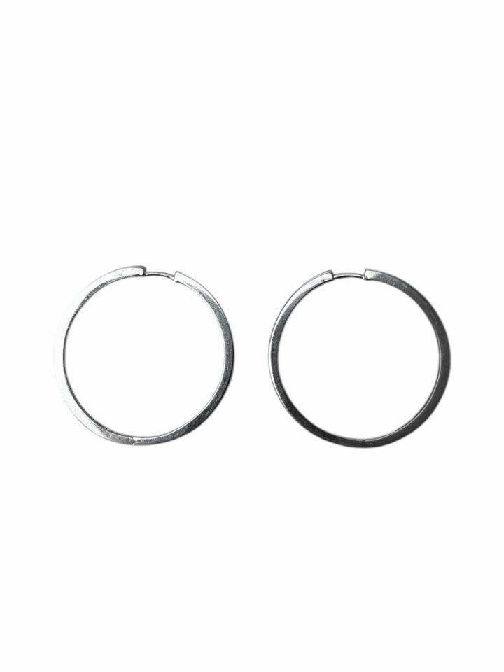 10KT White Gold Round Hoop 60 Diamond Stone Count Earrings