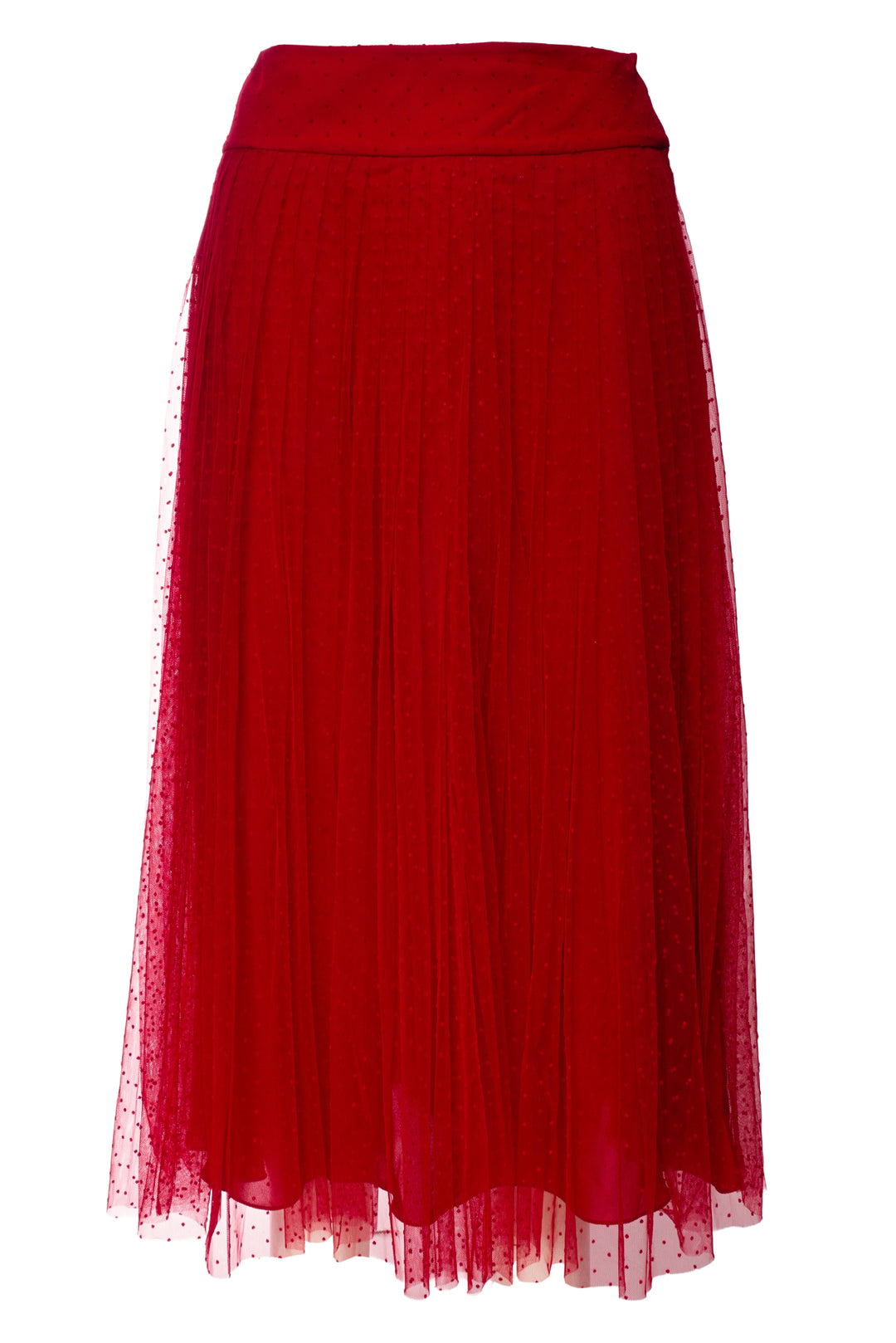Christian Dior Size 4 Polka-Dot Tulle Mid-Length Pleated Skirt
